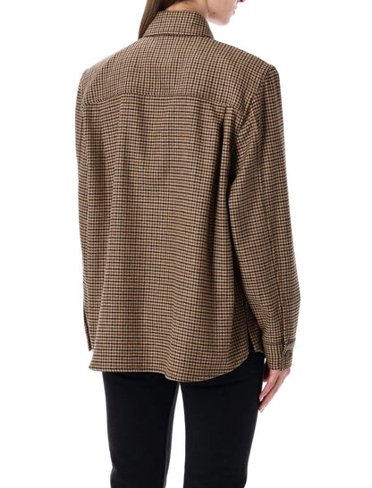 Saint Laurent Puppytooth Wool Blend Overshirt