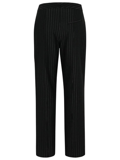 Ganni Black Viscose Blend Trousers