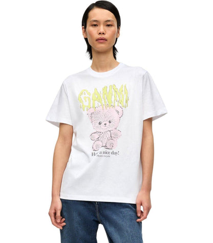 Ganni Teddy White T-Shirt