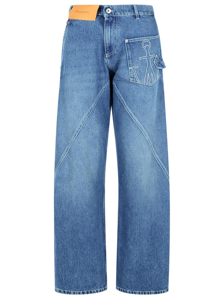 JW Anderson 'Workwear' Cotton Pants With Light Blue Twisted Leg