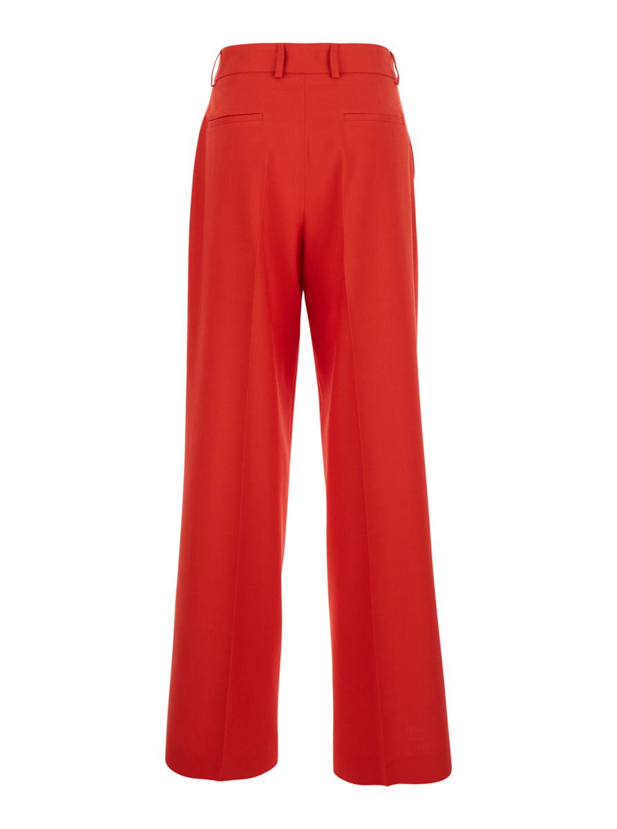 Red Tailored Pants With Belt Loops In Viscose Blend Woman