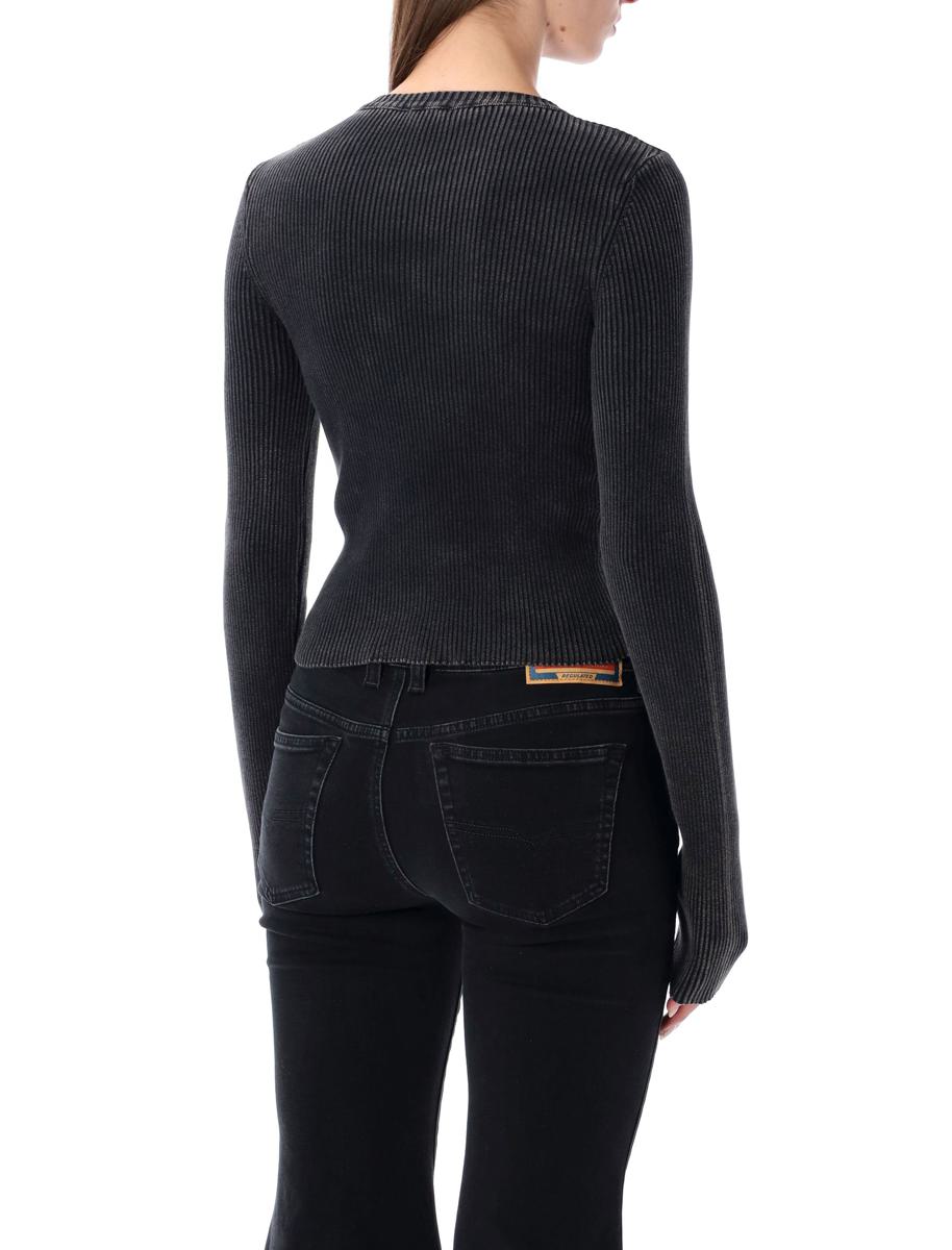 Diesel M-Anchor-A Black Ribbed Long-Sleeve Top