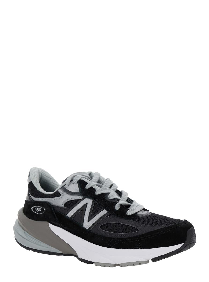 Black Low Top Sneakers With Logo Detail In Suede And Tech Fabric Woman