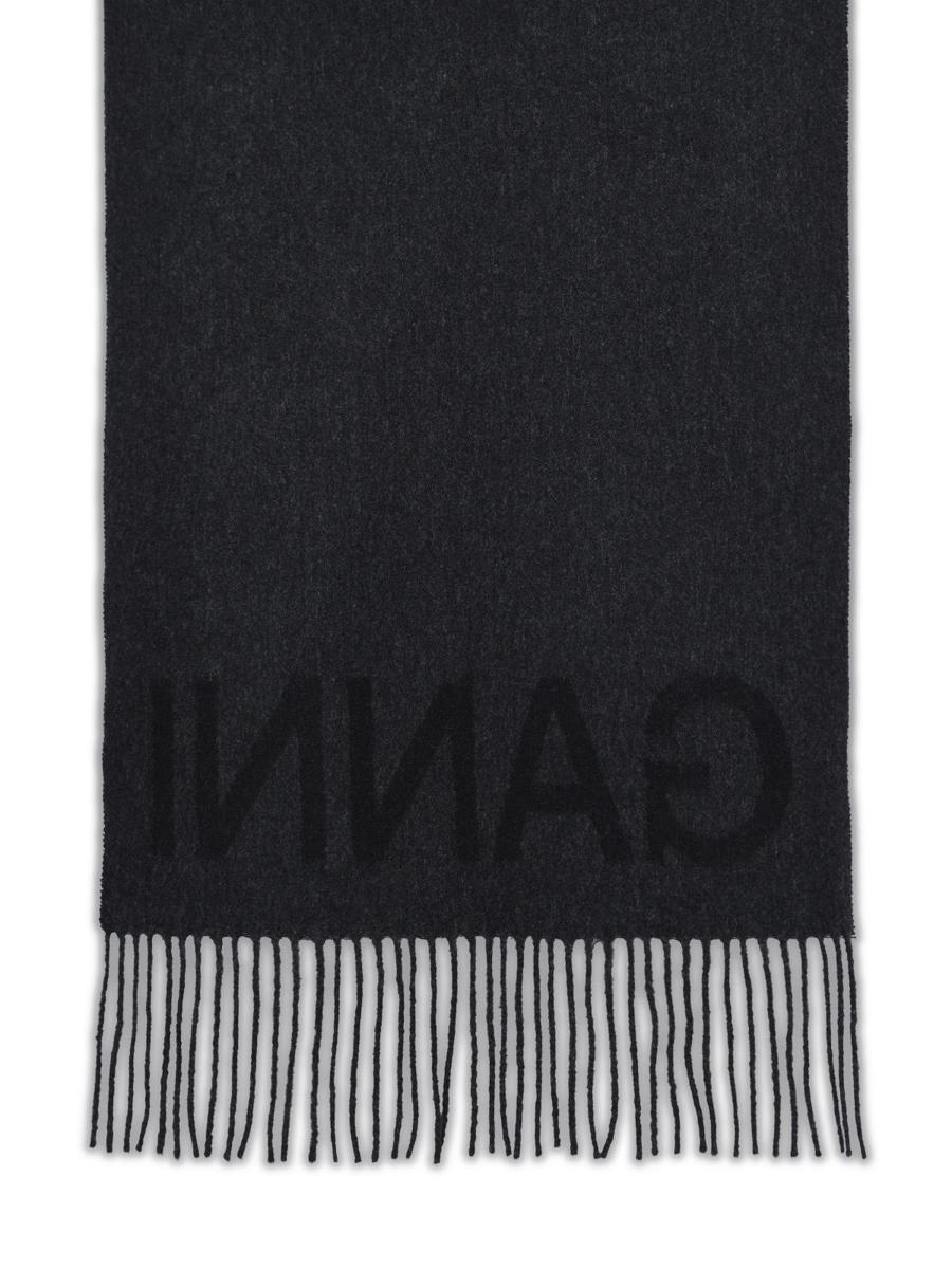 Ganni Black Recycled Wool Scarf