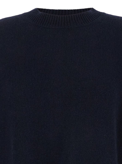 Blue Relaxed Crewneck Sweater In Cashmere Woman