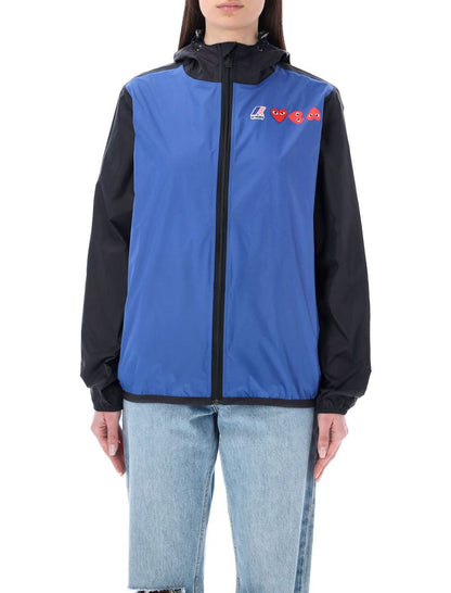 Comme Des Garçons Play Bicolor Waterproof Zip Jacket With Hood
