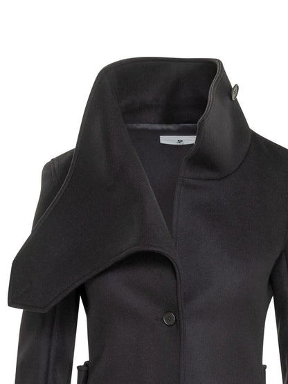 Courrèges Courrèges Wool Coat With Asymmetrical Collar