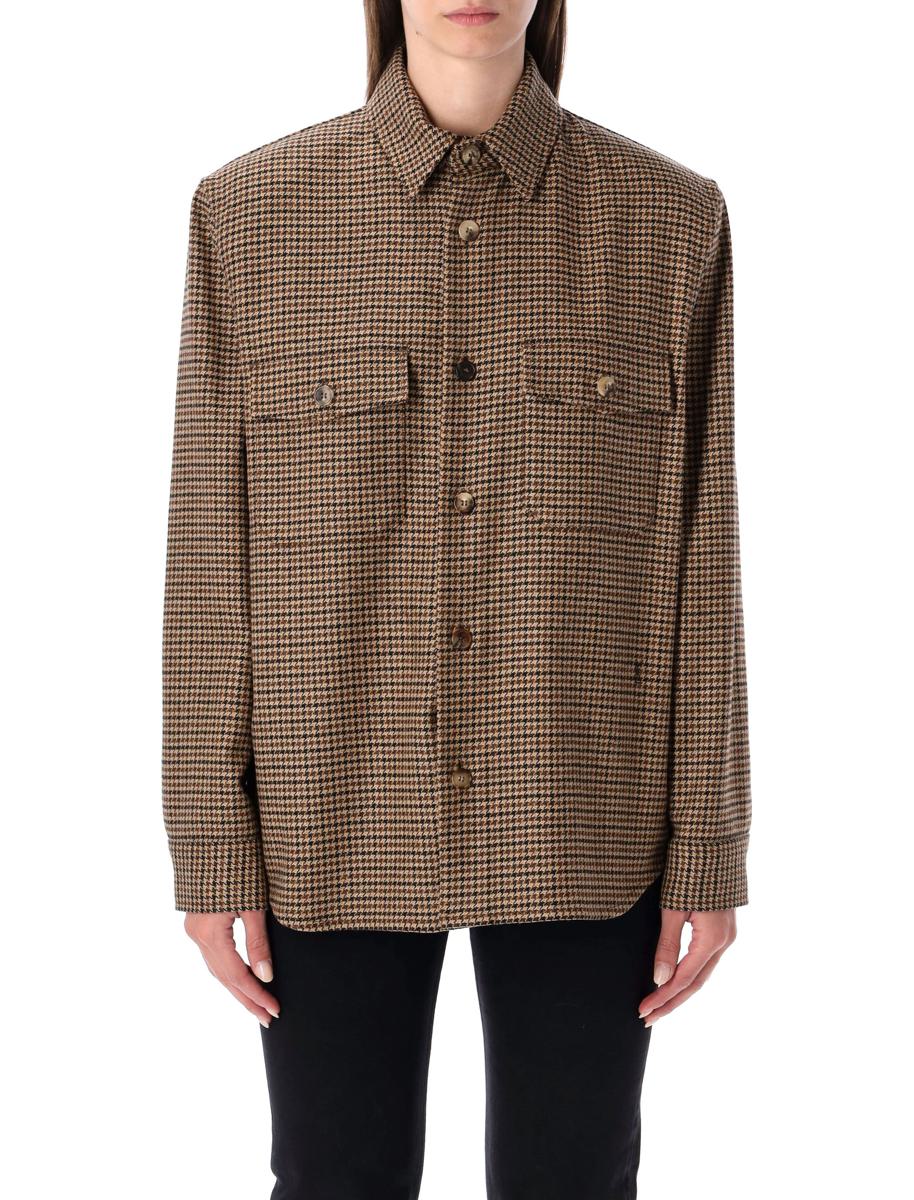 Saint Laurent Puppytooth Wool Blend Overshirt