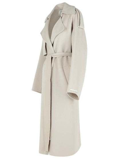 Sportmax 'Fiore' Beige Virgin Wool Coat