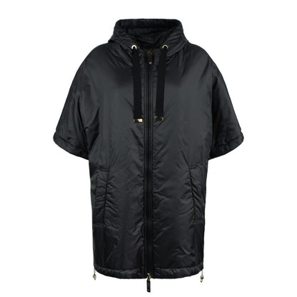 Max Mara Black Padded Cape With Drip-Proof Canvas Hood