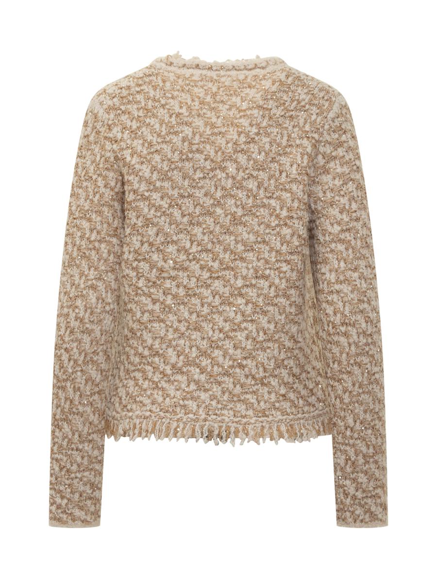 Fabiana Filippi Beige Bouclé Jacket With Fringes By Fabiana Filippi