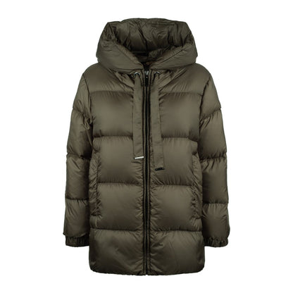 Max Mara Khaki Green Anti-Drip Canvas Down Jacket