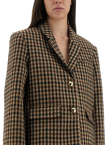 Ganni Checked Wool Blazer