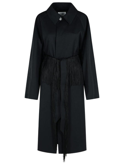 MM6 Maison Margiela Black Virgin Wool Trench Coat