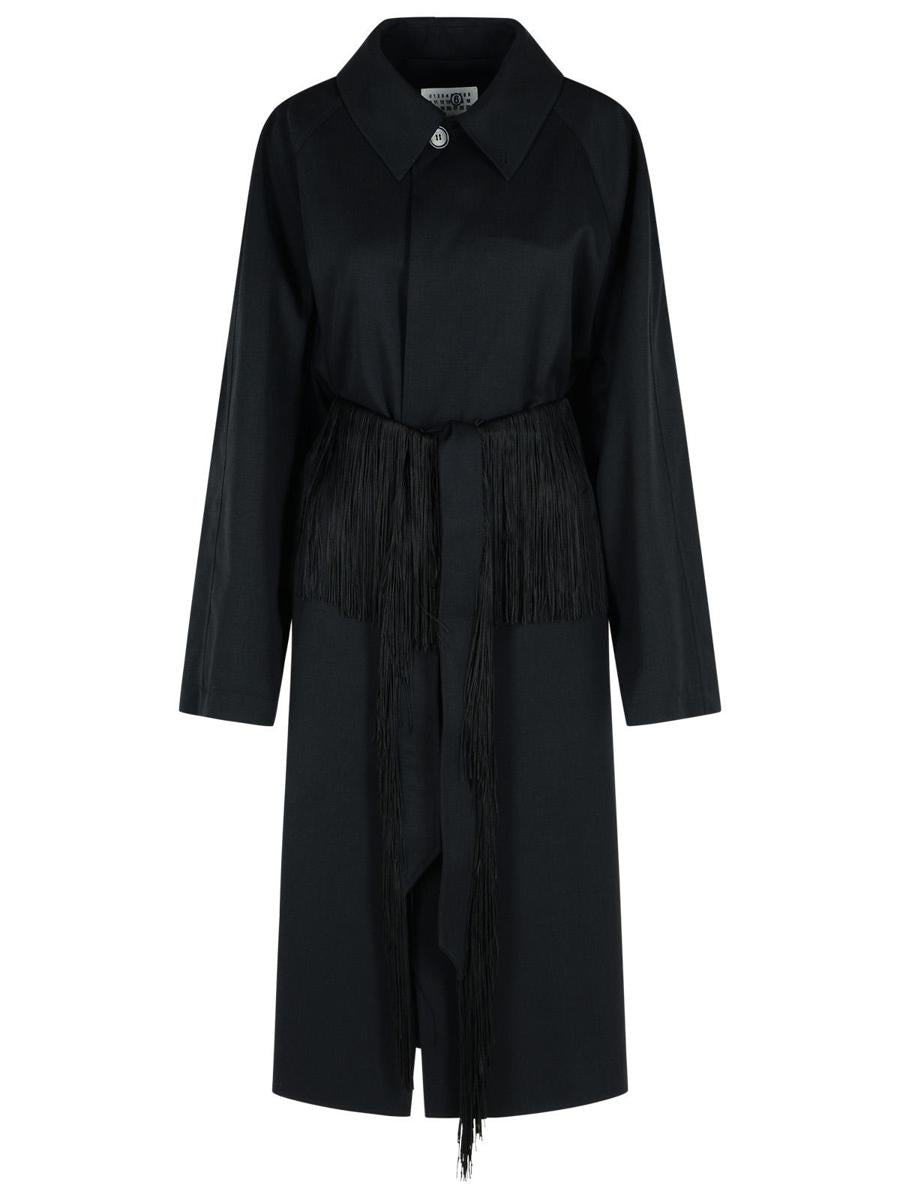 MM6 Maison Margiela Black Virgin Wool Trench Coat