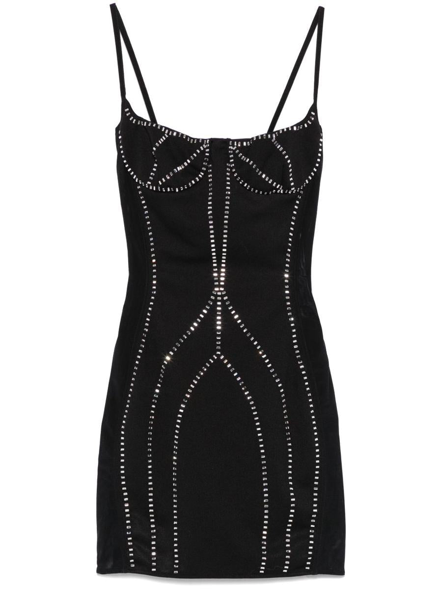 The Attico Black Dress Embellished With Rhinestones