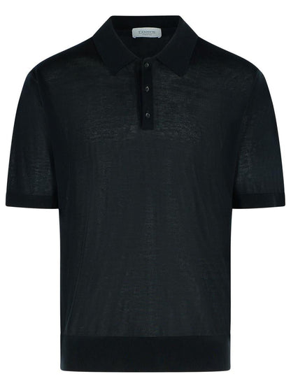 Laneus Black Lyocell Polo Shirt