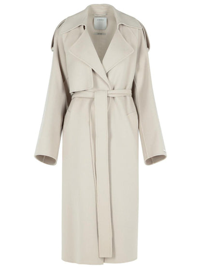 Sportmax 'Fiore' Beige Virgin Wool Coat