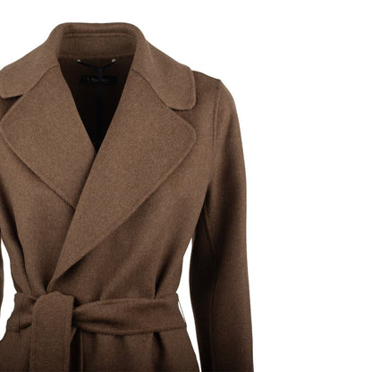 Max Mara Brown Wool Drap Robe Coat