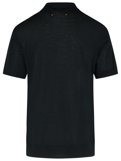 Golden Goose Black Virgin Wool Polo Shirt