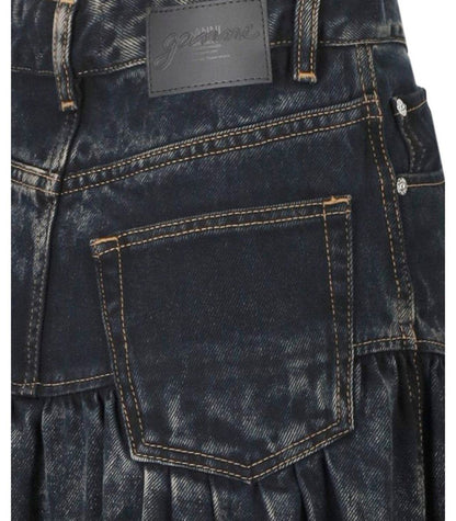 Ganni Black Washed Denim Skirt