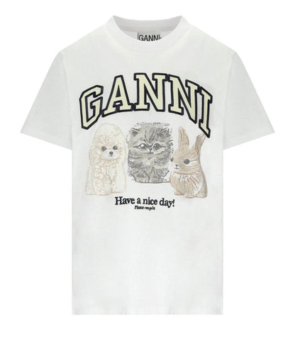 Ganni Animals White T-Shirt