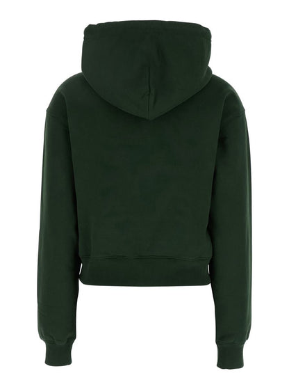'Le Hoodie Gros Grain' Green Hoodie With Logo Patch On The Front In Cotton Woman