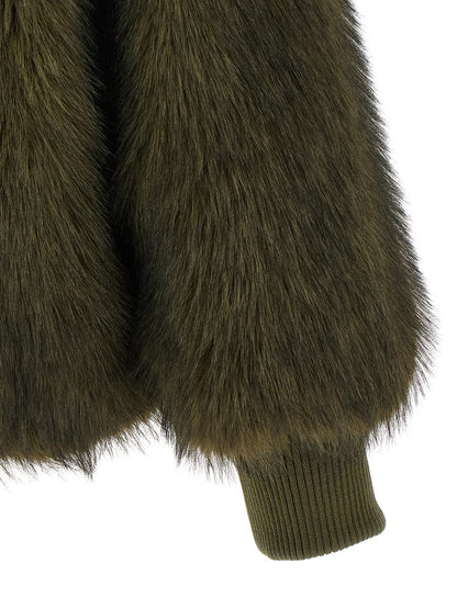 Nude Faux Fur Bomber Jacket