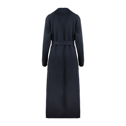 Max Mara Midnight Blue Wool Long Robe Coat