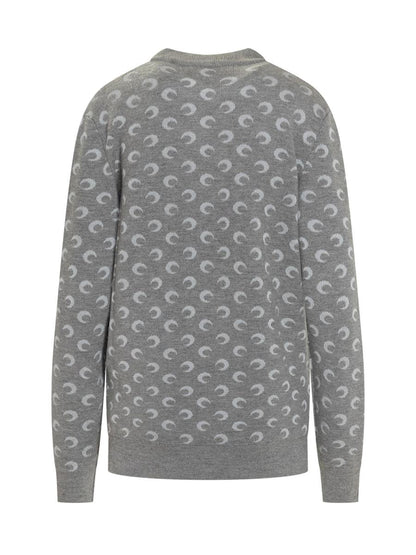 Marine Serre Grey Sweater With Moon Print By Marine Serre