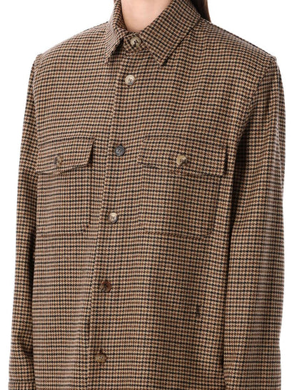 Saint Laurent Puppytooth Wool Blend Overshirt