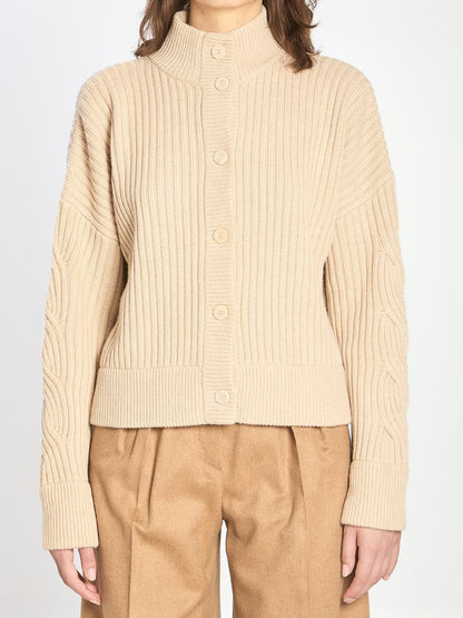 Ribbed Cardigan In Wool And Cashmere