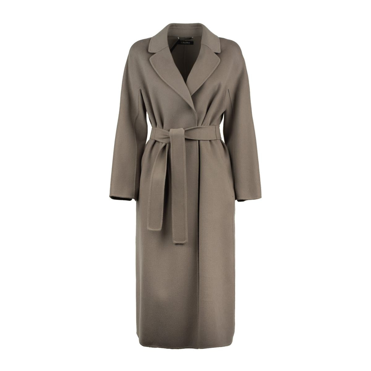 Max Mara Grey Wool Drap Midi Coat