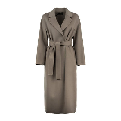 Max Mara Grey Wool Drap Midi Coat