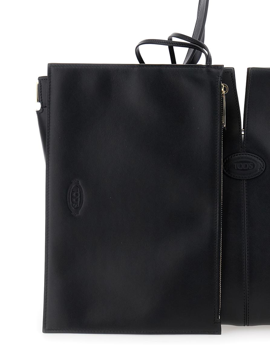 Black Tote Bag With Two Top Handles And Metal Details On The Side In Leather Woman