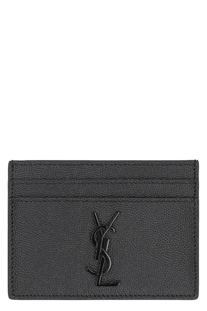 Saint Laurent Cassandre Logo Detail Leather Card Holder