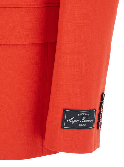 Red Jacket With Classic Lapels And Chest Pocket In Viscose Blend Woman