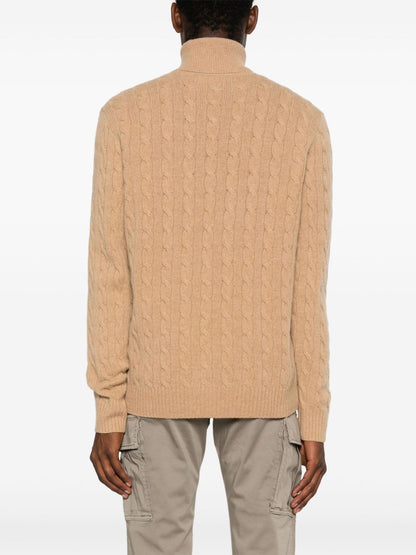 Cashmere and wool cable knit turtleneck