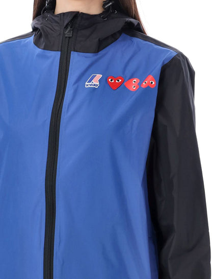 Comme Des Garçons Play Bicolor Waterproof Zip Jacket With Hood