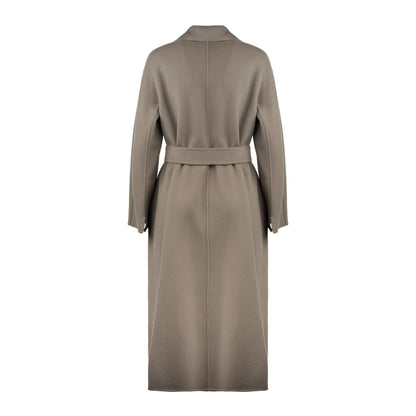 Max Mara Grey Wool Drap Midi Coat