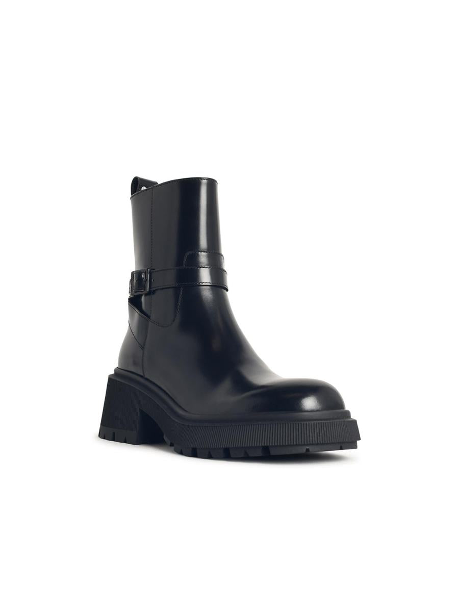 Jimmy Choo 'Conny Flat' Black Leather Ankle Boots