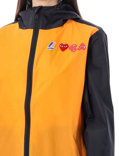 Comme Des Garçons Play Bicolor Waterproof Zip Jacket With Hood