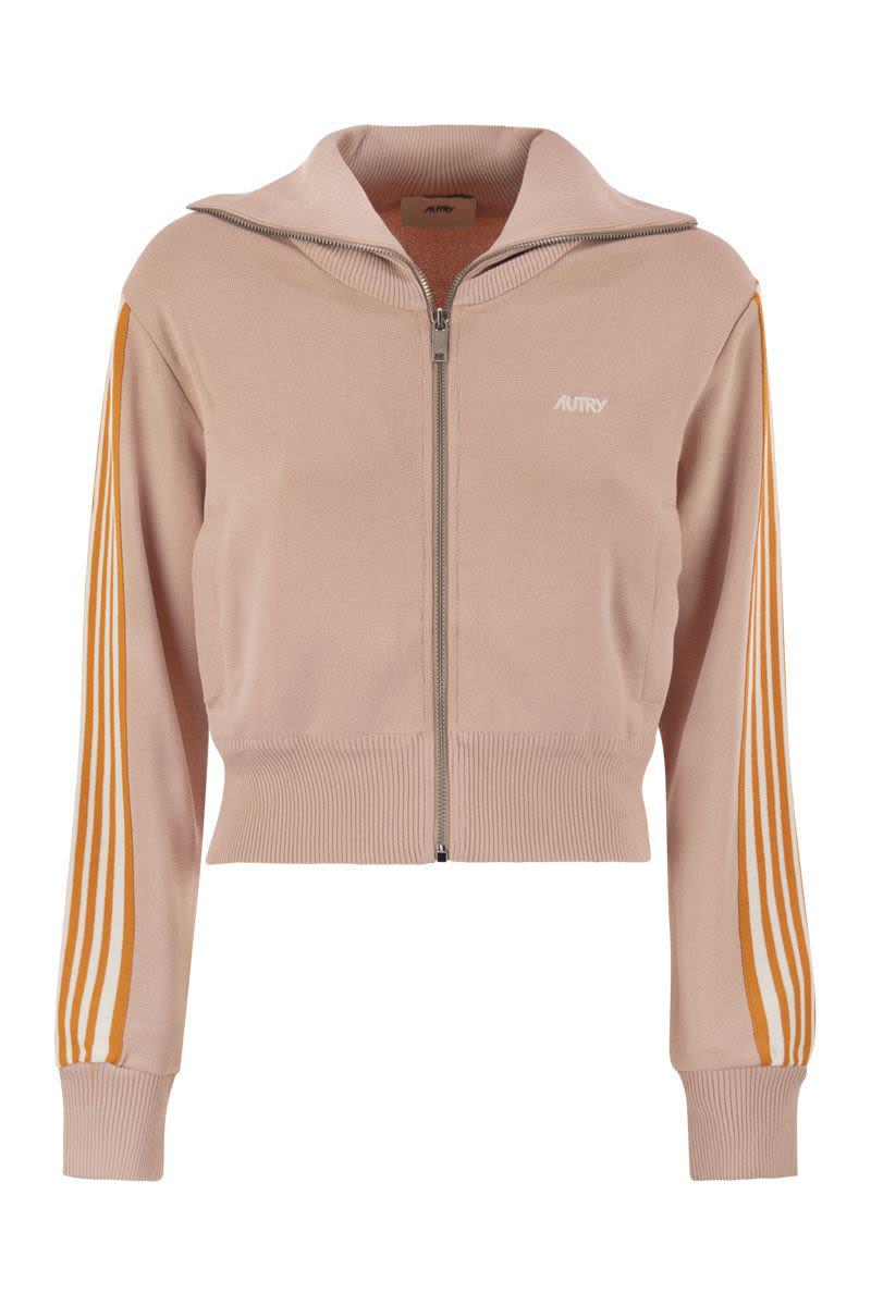 Autry Knitted Tennis-Style Zip Sweatshirt
