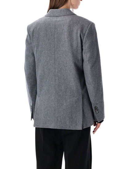 AMI Paris Grey Wool Flannel Loose-Fit Single-Breasted Jacket