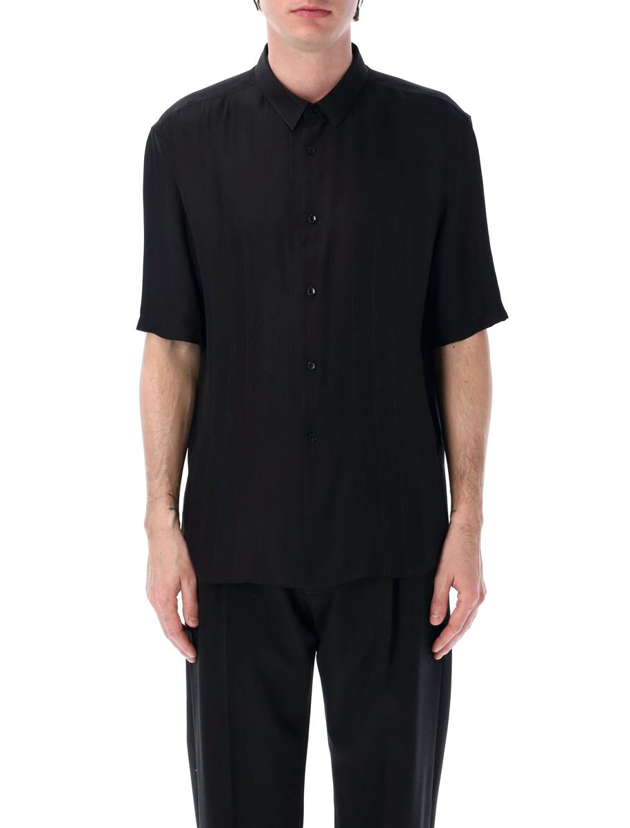 Saint Laurent Matte And Shiny Cassandre Striped Silk Shirt