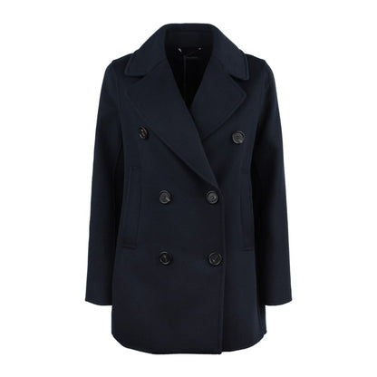 Max Mara Blue Double-Breasted Wool Caban