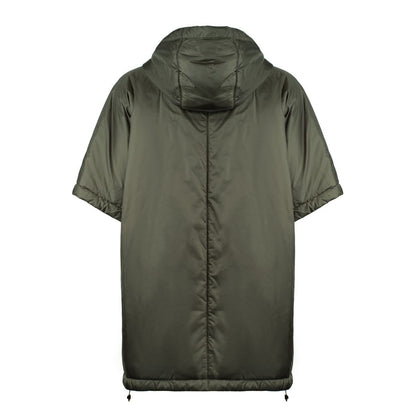Max Mara Green Khaki Padded Cape With Drip-Proof Canvas Hood