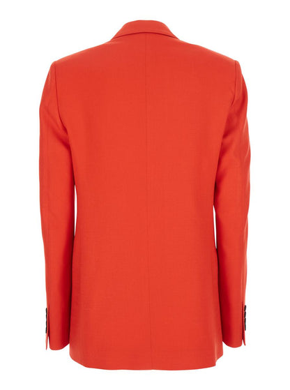 Red Jacket With Classic Lapels And Chest Pocket In Viscose Blend Woman