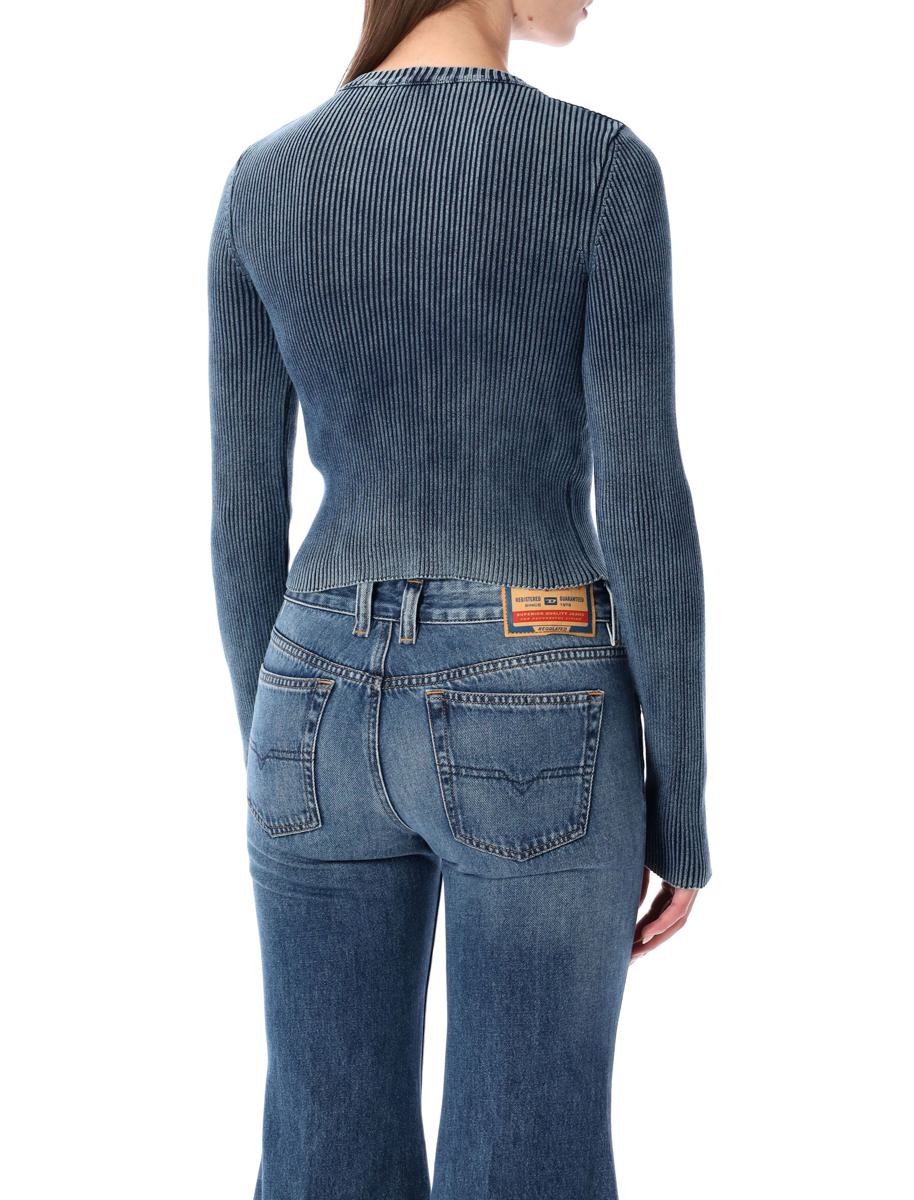 Diesel M-Anchor-A Blue Ribbed Long-Sleeve Top