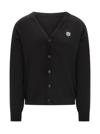 Kenzo Kenzo Men'S Black Cardigan With Tiger Logo